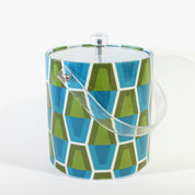 Patterned bucket with a geometric design on a white background