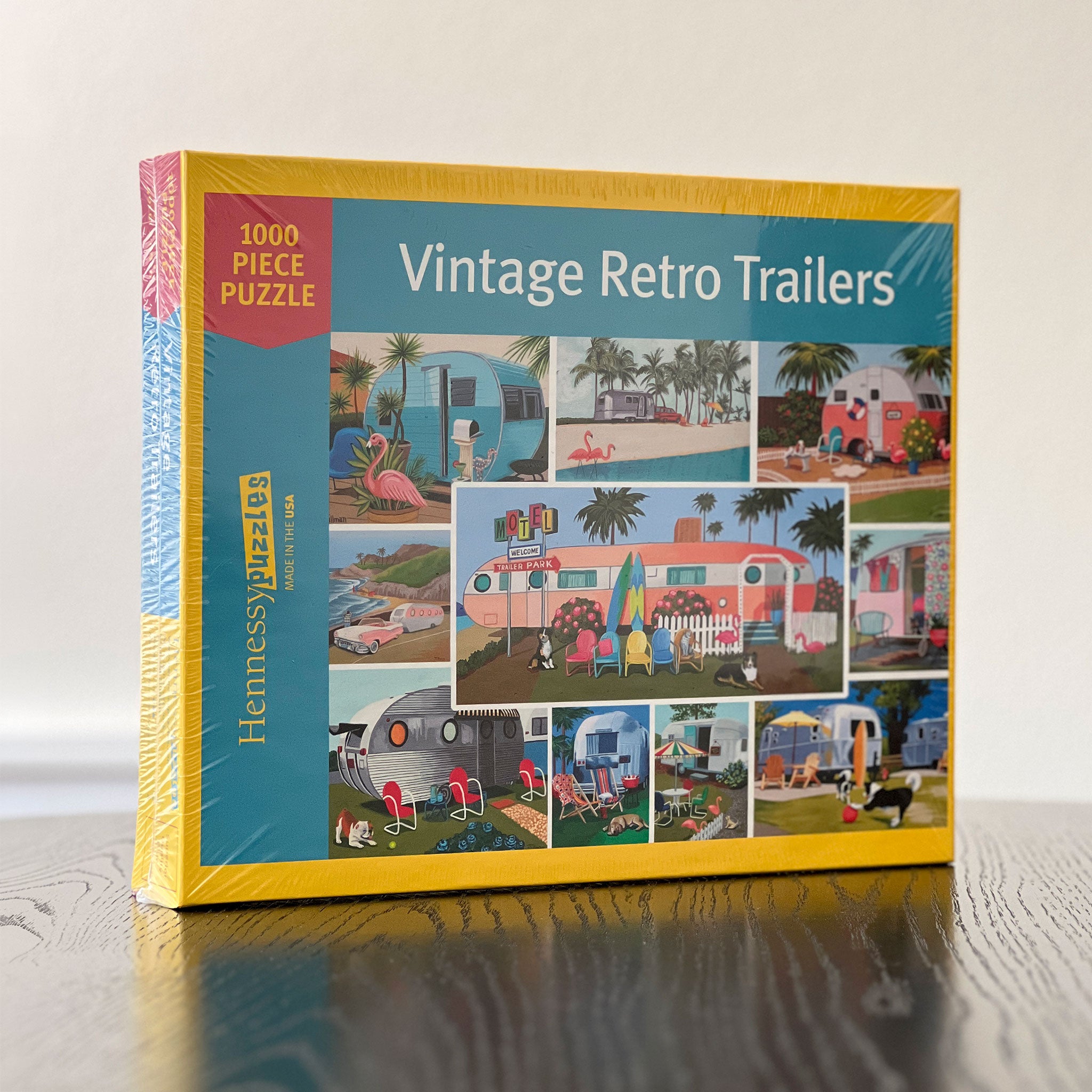Hennessy Puzzles 'Vintage Retro Trailers' 1000 piece puzzle box on a neutral background