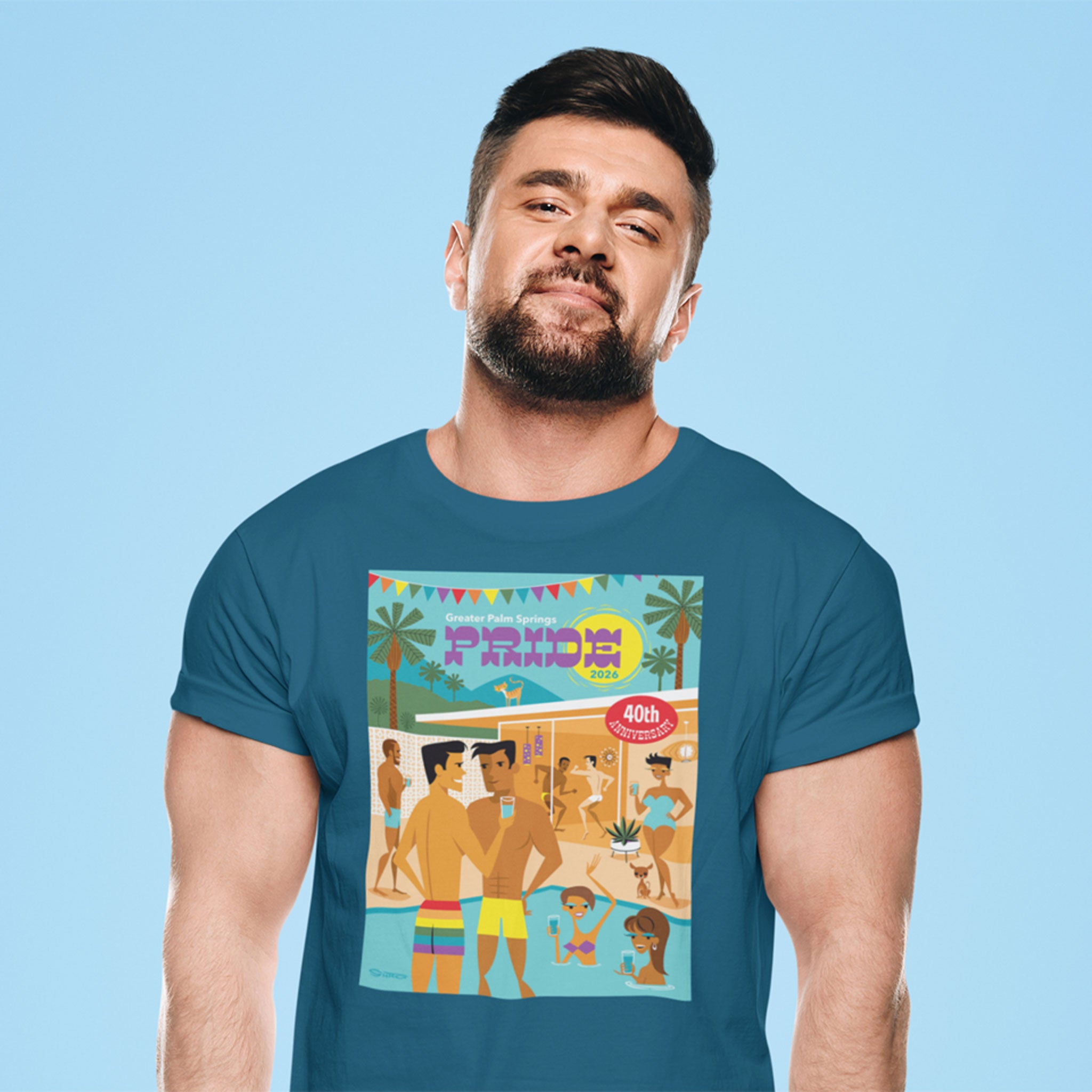 2026 Palm Springs Pride Shag Poster Unisex T-shirt - Marine Blue