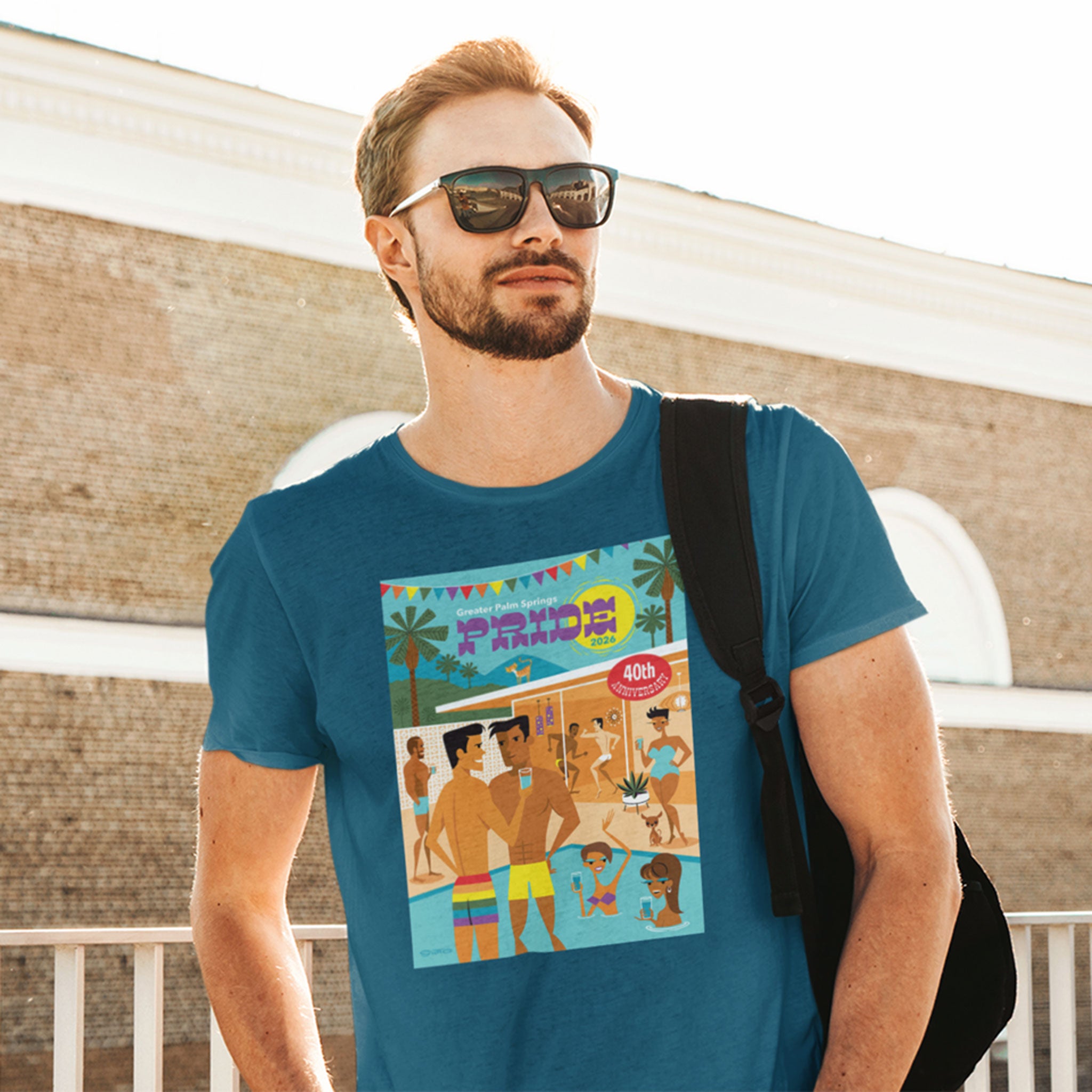 2026 Palm Springs Pride Shag Poster Unisex T-shirt - Marine Blue