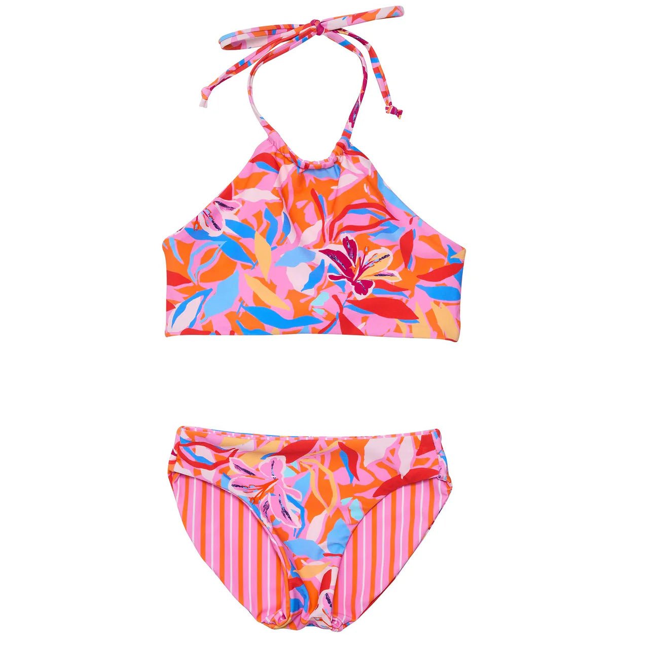 Snapper Rock Blooming Sunset Sustainable Reversible Halter Bikini - Destination PSP