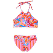 Snapper Rock Blooming Sunset Sustainable Reversible Halter Bikini - Destination PSP