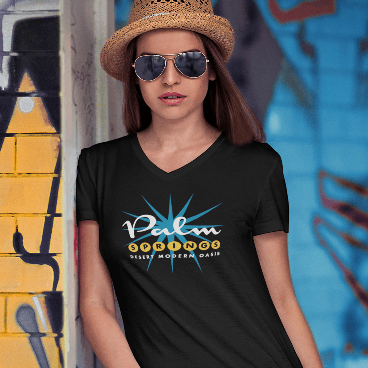 Starburst Unisex V Neck T-shirt - Black - Destination PSP