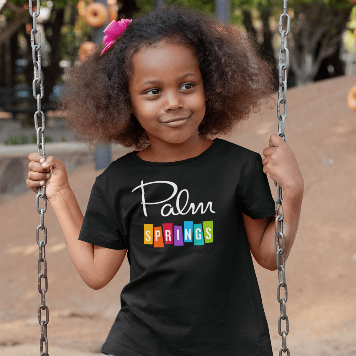 Unisex T-shirt Kids - Palm Springs Rainbow Tee - Black - Destination PSP