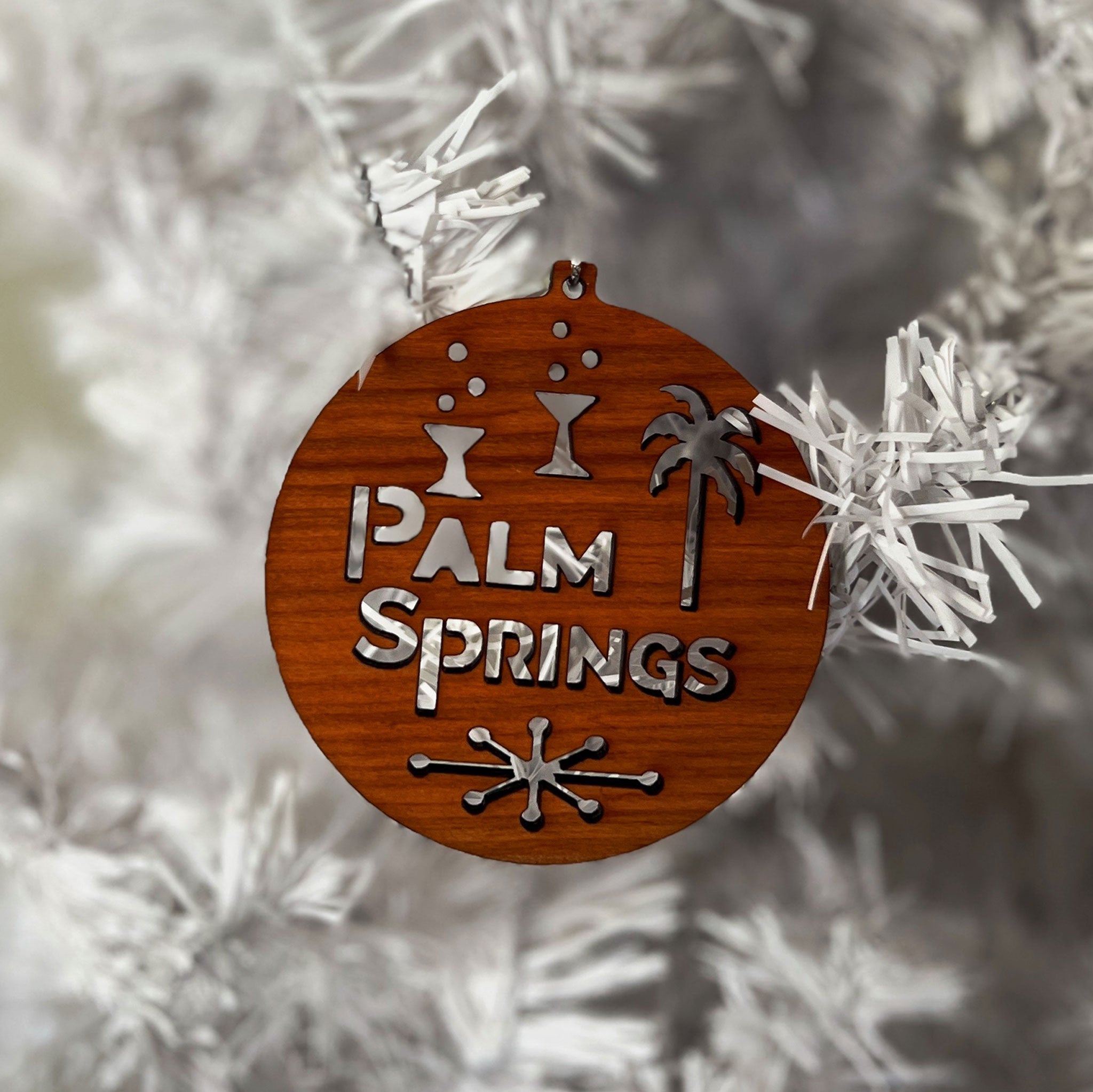 Wooden Ornament - Palm Springs Cocktails Round - Destination PSP