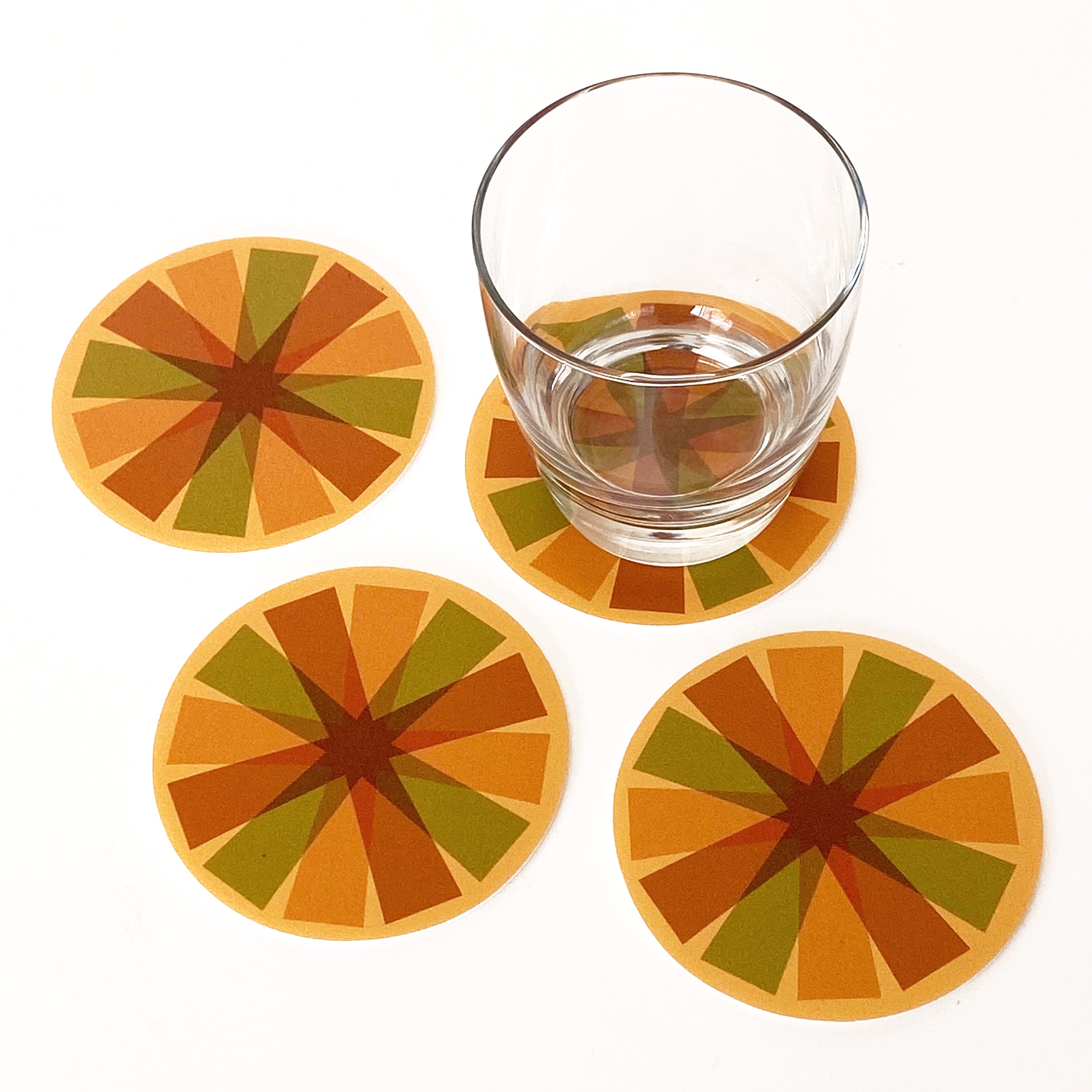 Pinwheel Vinyl Coaster Set of 8 - Orange