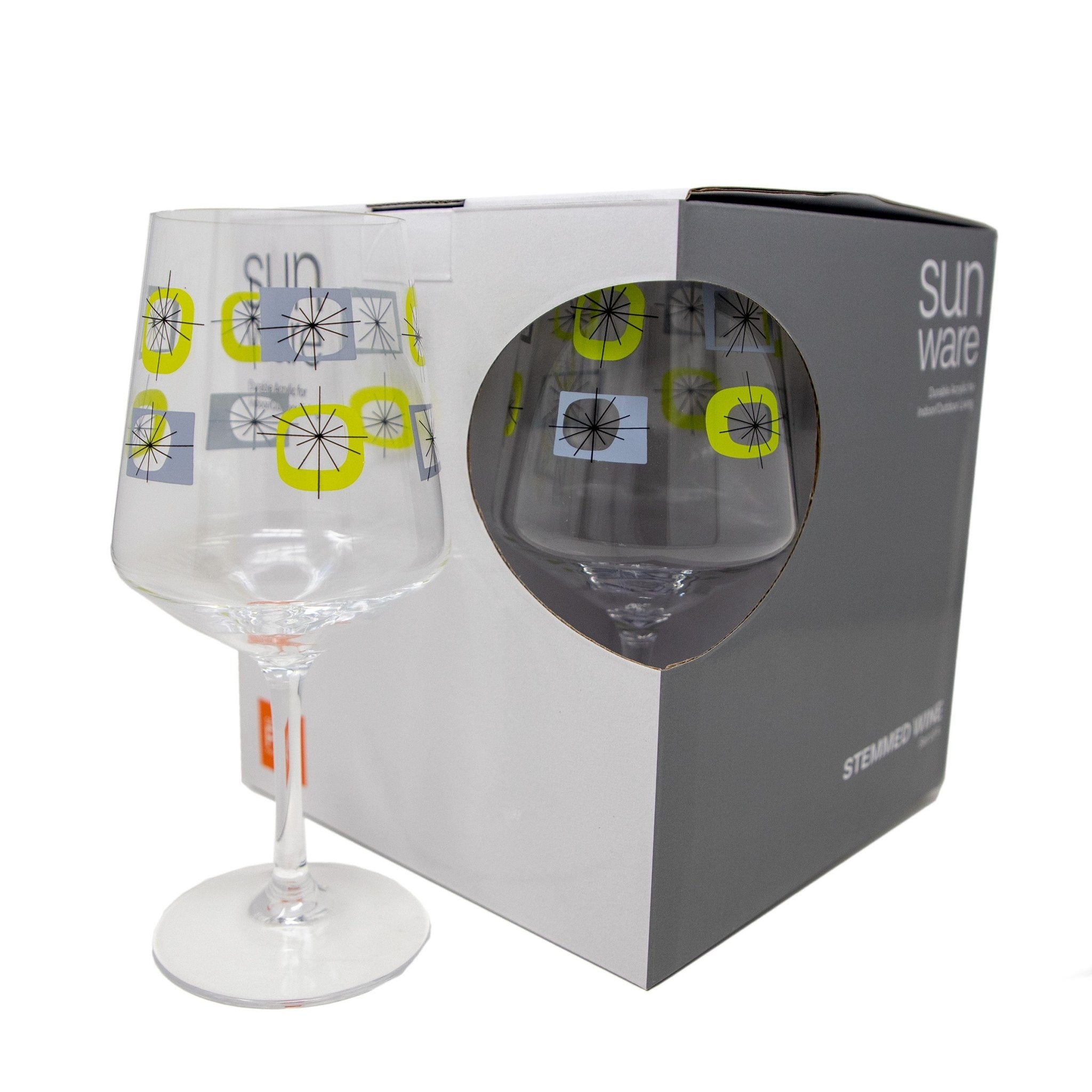 Atomic Acrylic Stemmed Wine, Set of 4 (Blue Green) - Destination PSP