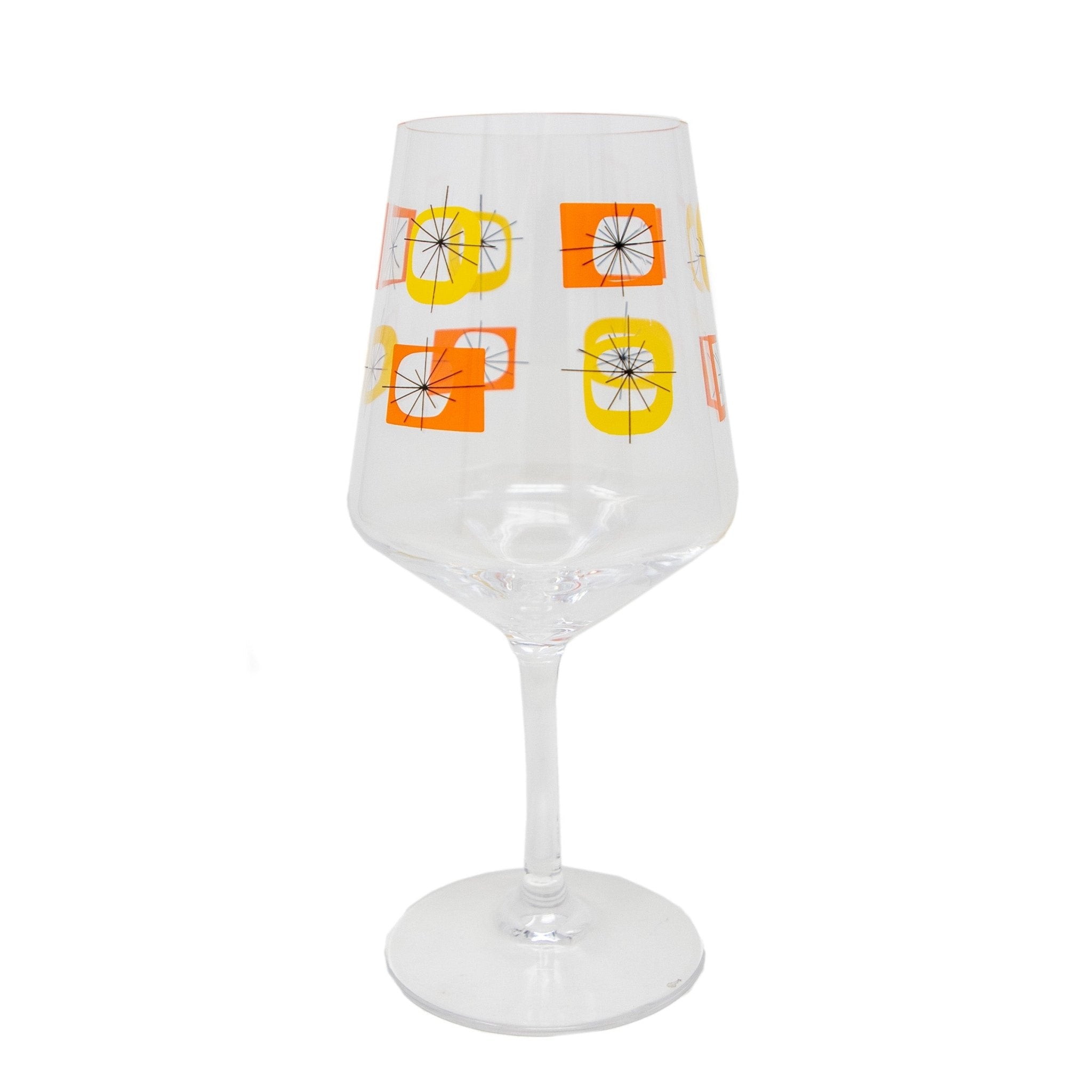 Atomic Acrylic Stemmed Wine, Set of 4 (Orange Yellow) - Destination PSP