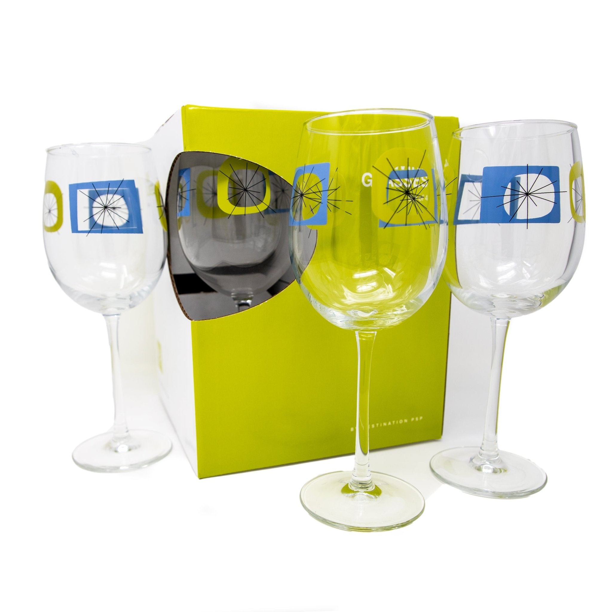 Atomic Design Wine Glasses Blue Green -Set of 4 - Destination PSP