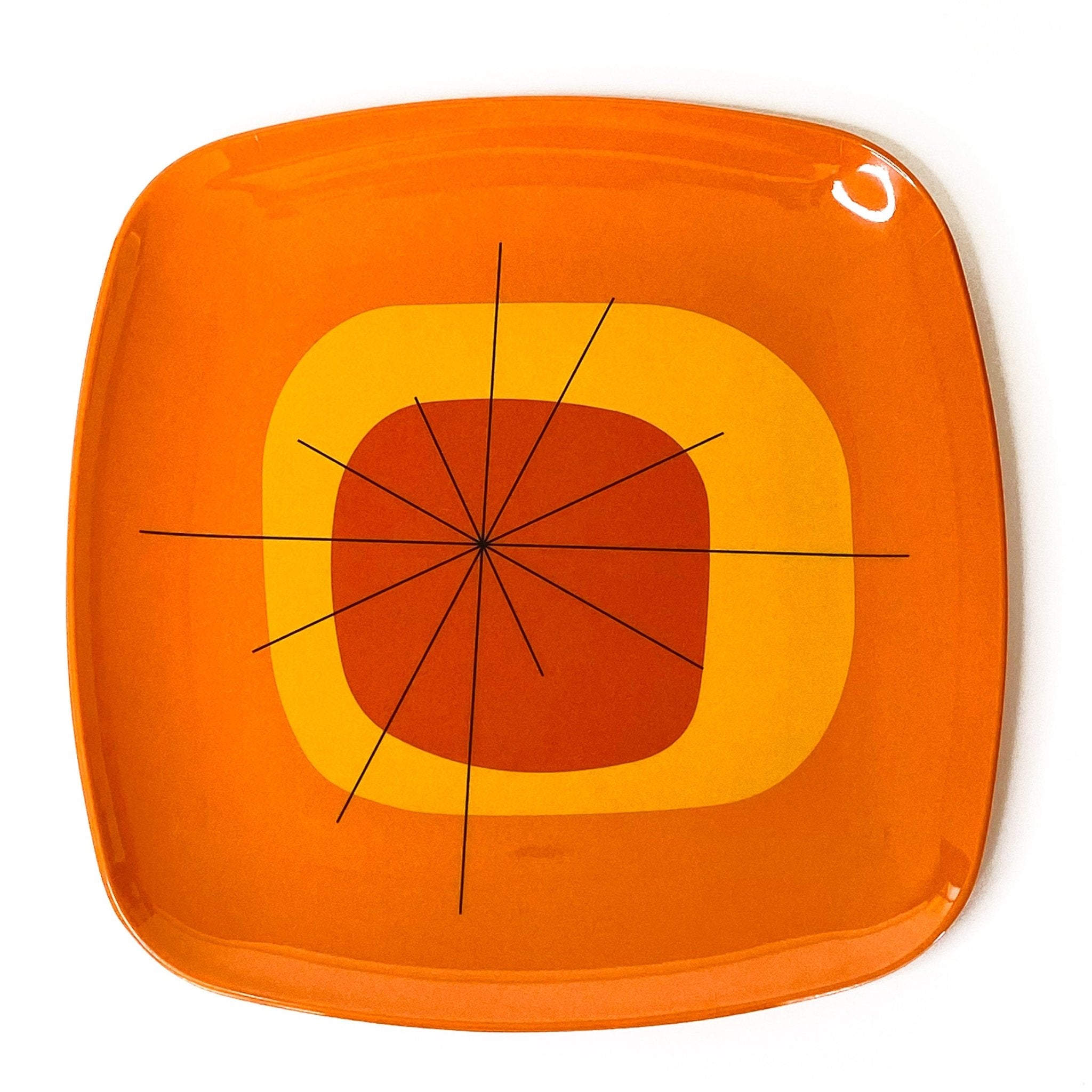 Atomic Melamine Dinner Plates - Orange - Set of 4 - Destination PSP