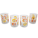 Atomic Old Fashioned Glass Set of 4 - Orange Yellow