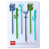 Cocktail Picks Set  - Martini Blue Green