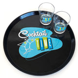 Cocktail Time 16" Round Tray - Black