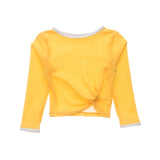 Marigold Long Sleeve Wrap Crop Top