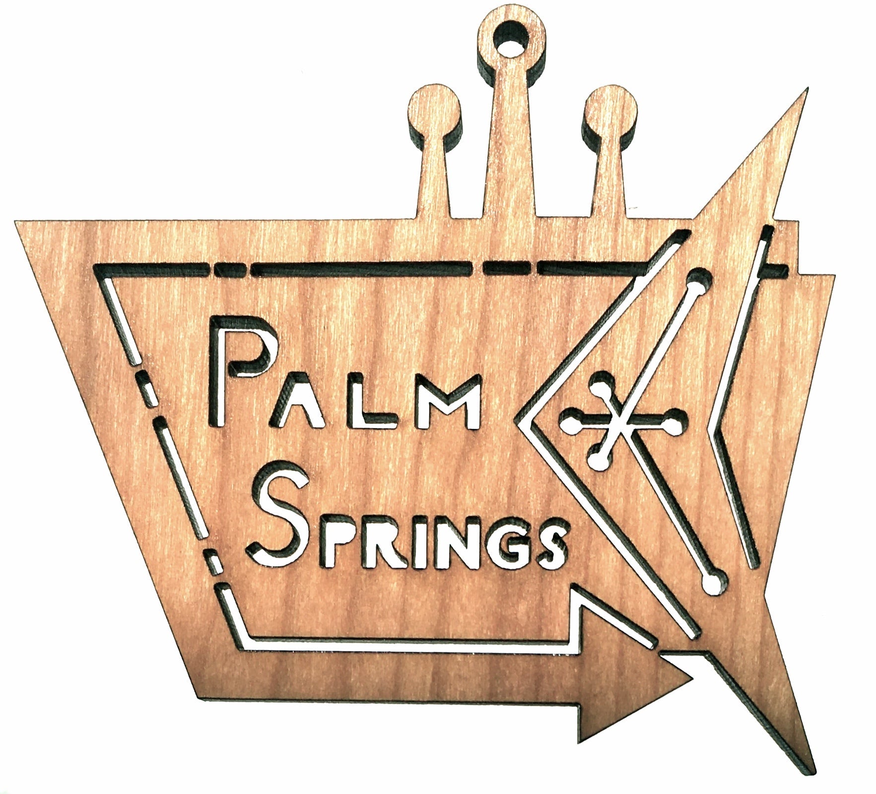 Midcentury Modern Wooden Ornament - Palm Springs Arrow - Destination PSP