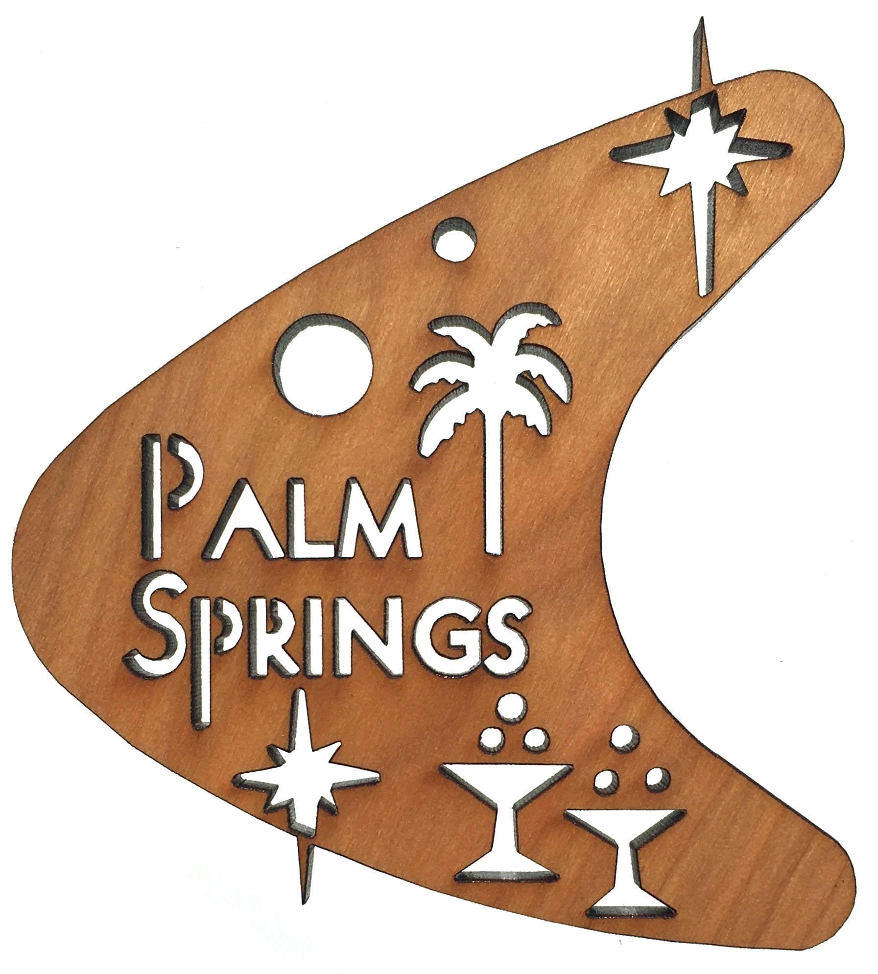 Midcentury Modern Wooden Ornament - Palm Springs Boomerang - Destination PSP