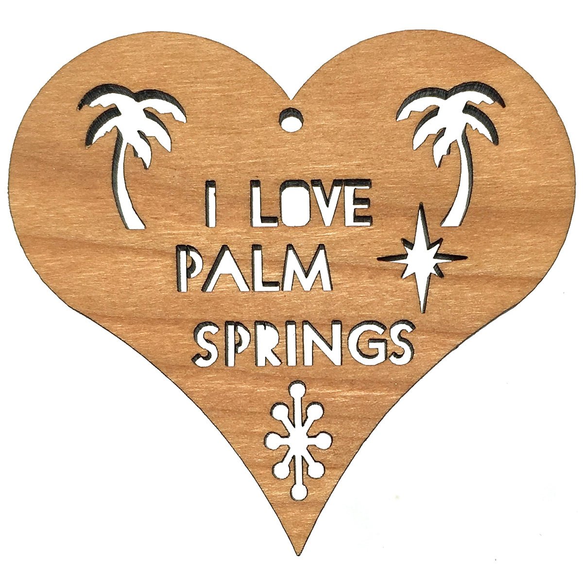 Midcentury Modern Wooden Ornament - Palm Springs Heart - Destination PSP