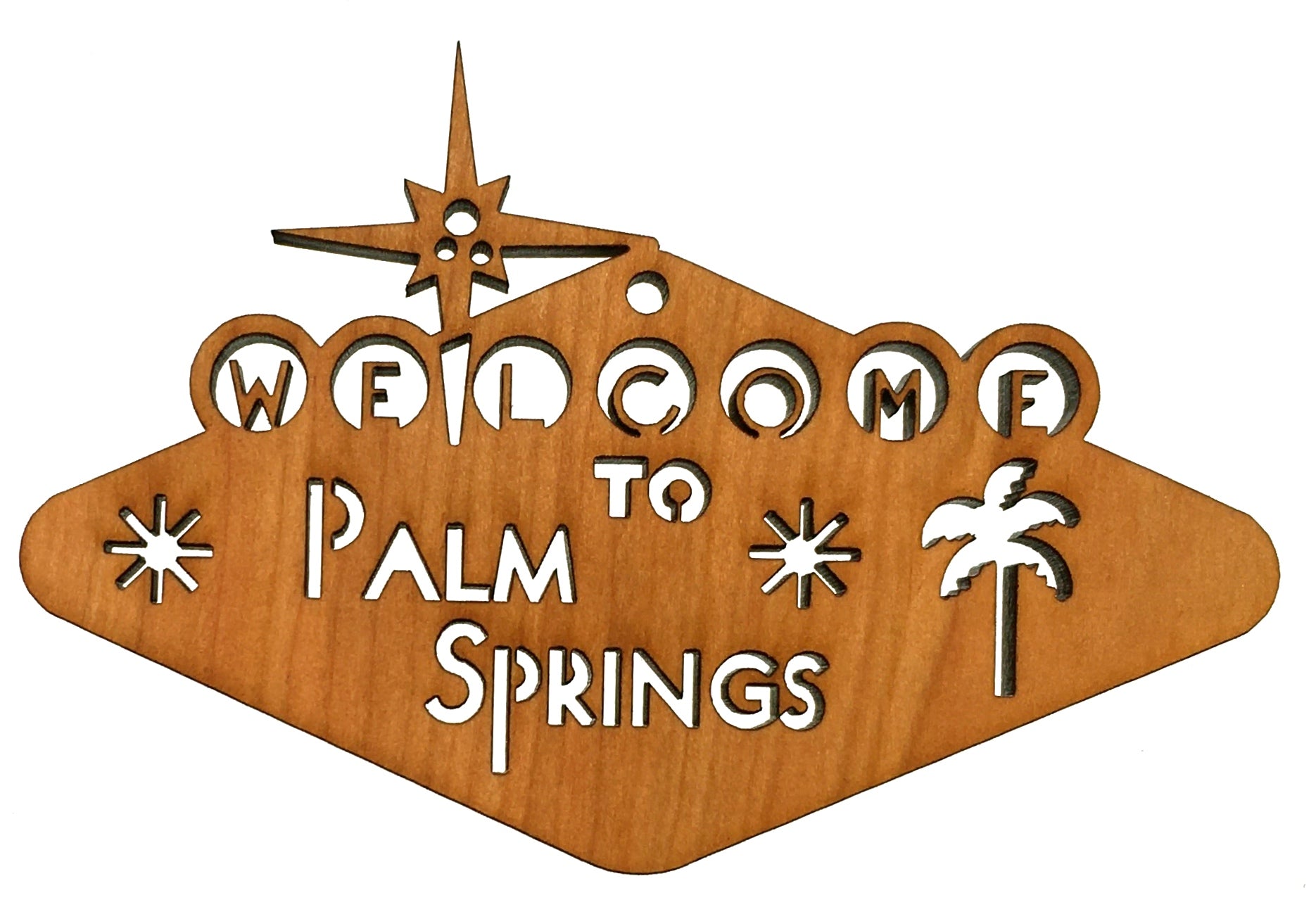 Midcentury Modern Wooden Ornament - Welcome to Palm Springs - Destination PSP