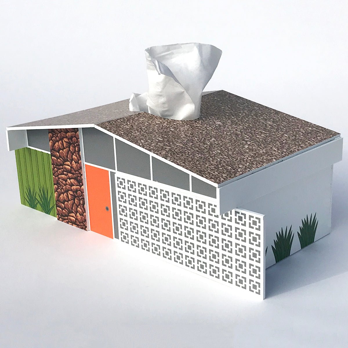 Midcentury Modern Design Wedge House Tissue Box Cover