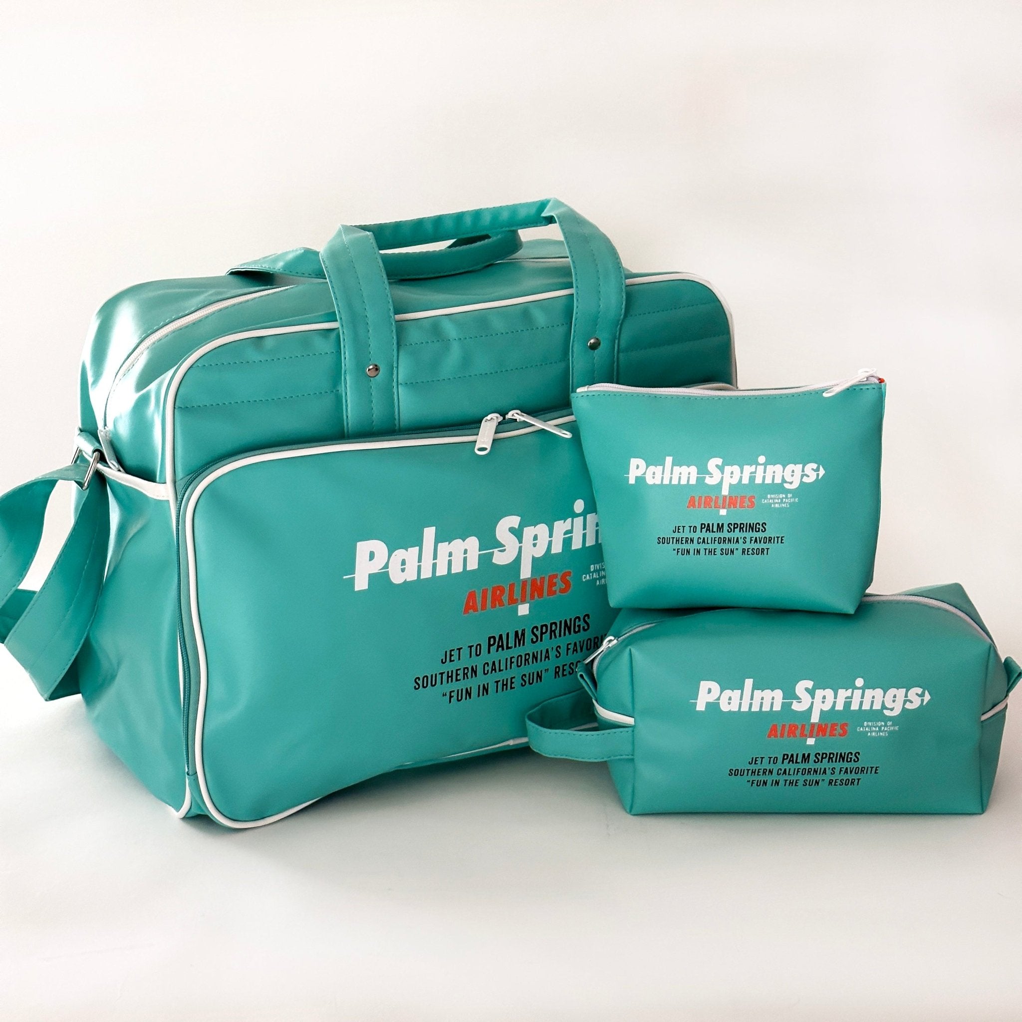 Palm Springs Airlines Travel Pouch - Aqua - Destination PSP