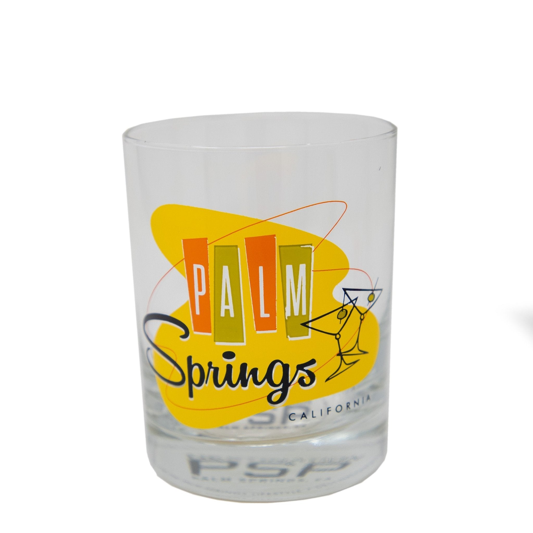 Palm Springs Martini Old Fashioned Glass Set of 4 - 14 oz Orange Yellow - Destination PSP