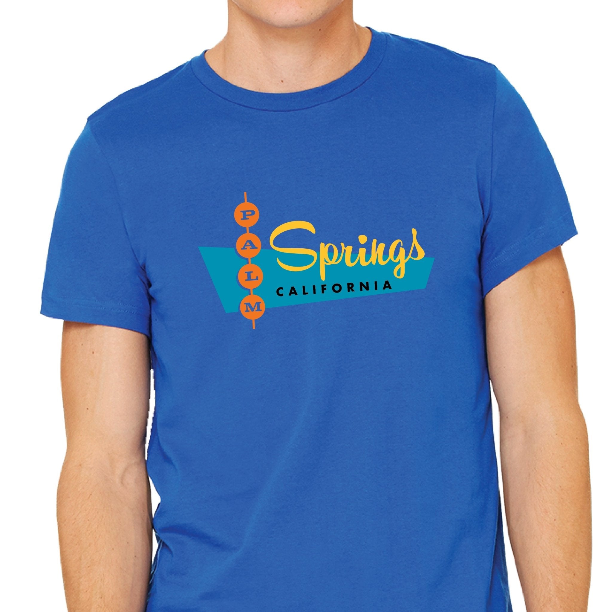 Palm Springs Retro Diner Design Unisex T-shirt - Royal Blue - Destination PSP