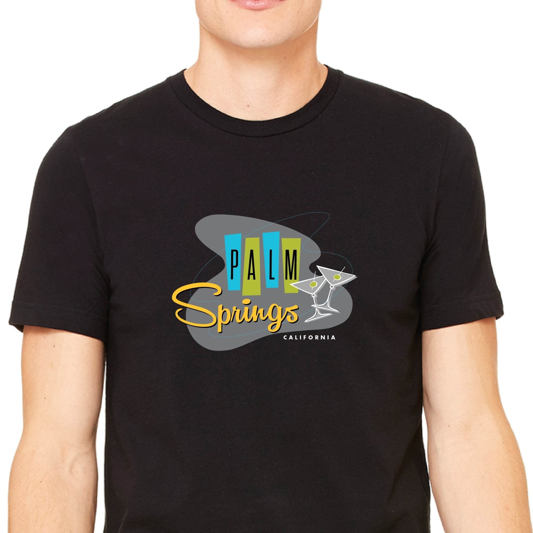 Palm Springs Retro Martini Unisex T-shirt - Black - Destination PSP