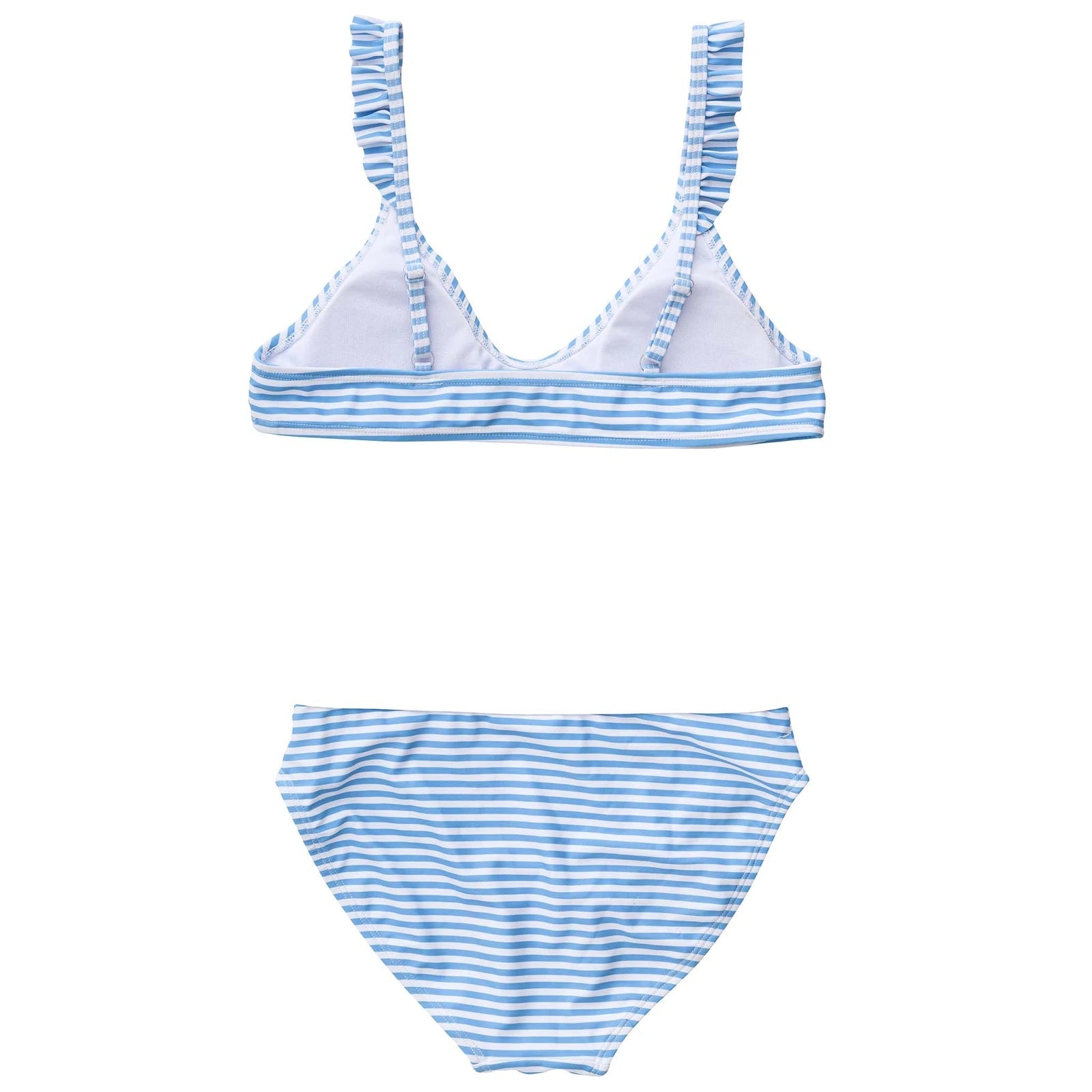 Powder Blue Sustainable Stripe Frilled Bikini - Destination PSP