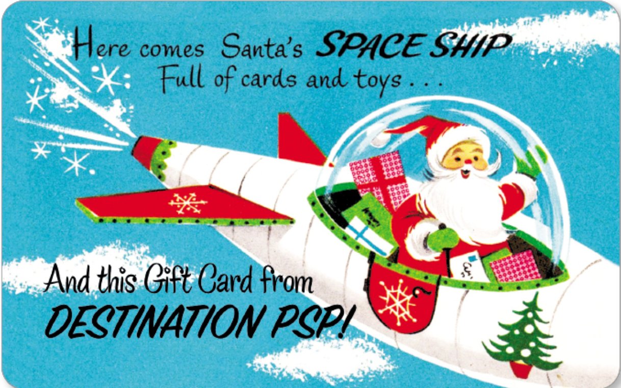 Retro Spaceship Santa Plastic Gift Card - In Store Use - Destination PSP
