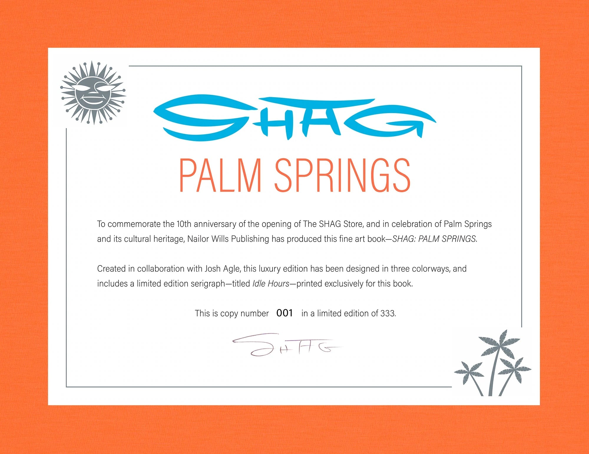 SHAG PALM SPRINGS Luxury Edition Orange - Destination PSP