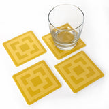 Sunmor Square Vinyl Coaster Set of 8 - Yellow