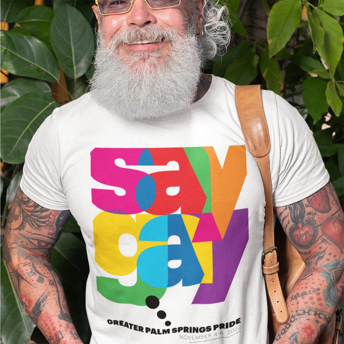 Unisex T-shirt - 2022 Greater Palm Springs Pride - Say Gay - White - Destination PSP