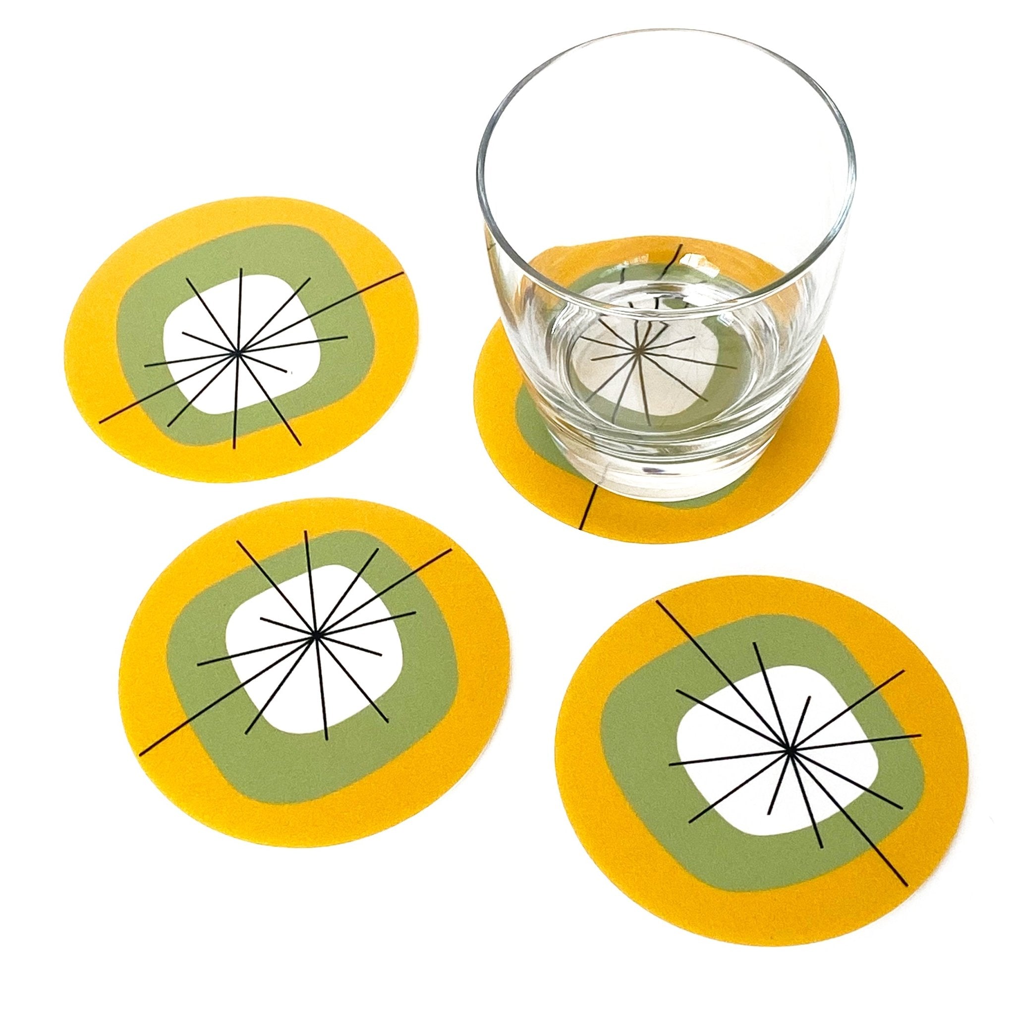 Vinyl Coaster Set of 8 - Atomic Yellow - Destination PSP